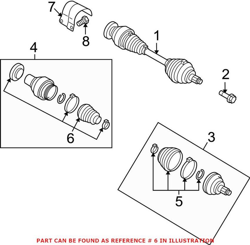 Audi VW CV Joint Boot Kit - Front Inner 5N0498201